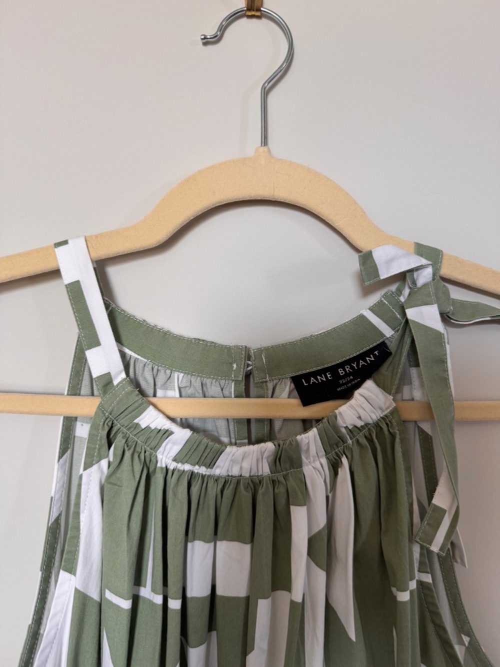 Lane Bryant Green and White Geometric Dress, Size 22/24 - Picture 4 of 6